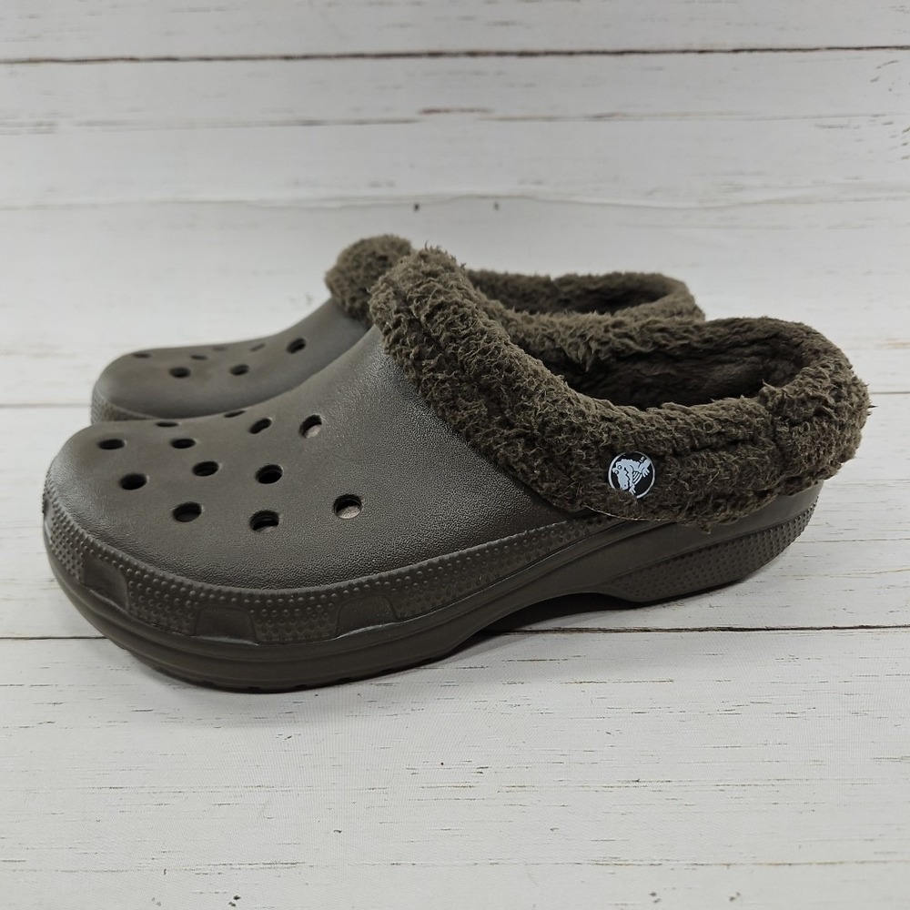 Crocs Mammoth‎ Lined Clogs Womens 9 Mens 7 Brown Slip On Shoes Clogs Slippers